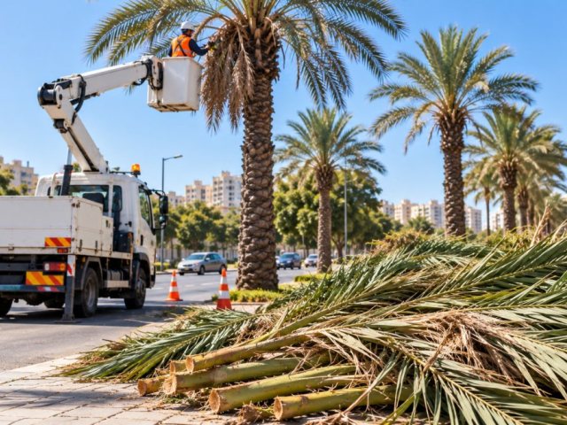 אילוסטרציה גיזום כפות תמרים